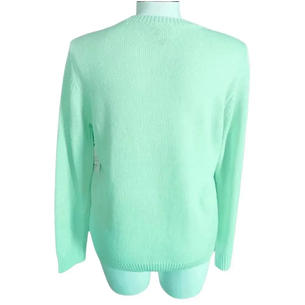 St John's Bay Pullover Womens Mint Green Crew‎ Neck Embroidered Chill Casual